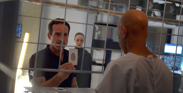 WAYWARD PINES: L-R: Jason Patric and Kacey Rohl in the "Time Will Tell" episode