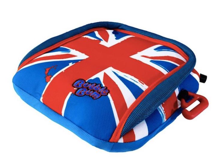 BUBBLEBUM, BACKLESS, INFLATABLE, BOOSTER, CAR SEAT, UNION JACK